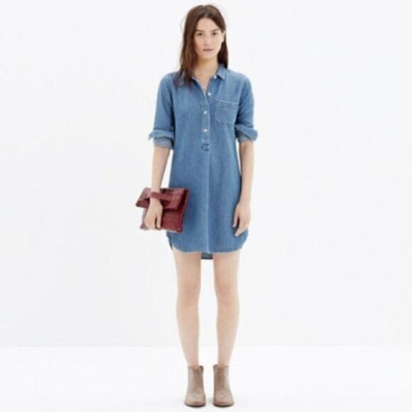 Madewell Chambray Popover Shirtdress Size M - Picture 6 of 7